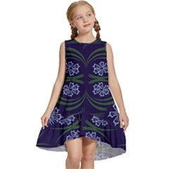 Folk Flowers Print Floral Pattern Ethnic Art Kids  Frill Swing Dress by Eskimos