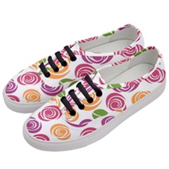 Colorful Seamless Floral, Flowers Pattern Wallpaper Background Women s Classic Low Top Sneakers by Amaryn4rt