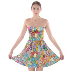 Floral Flowers Strapless Bra Top Dress by artworkshop