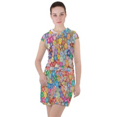 Floral Flowers Drawstring Hooded Dress by artworkshop