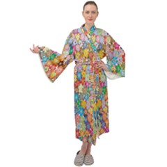 Floral Flowers Maxi Velour Kimono by artworkshop