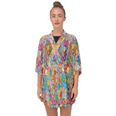 Floral Flowers Half Sleeve Chiffon Kimono by artworkshop