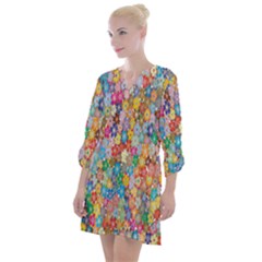 Floral Flowers Open Neck Shift Dress by artworkshop