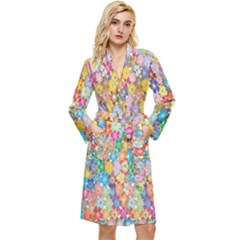 Floral Flowers Long Sleeve Velour Robe by artworkshop