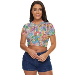 Floral Flowers Side Button Cropped Tee by artworkshop