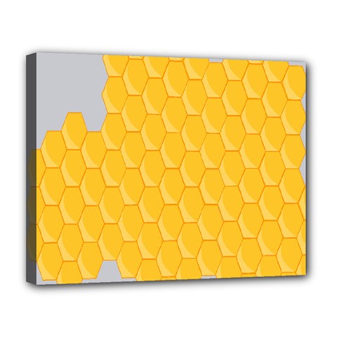 Hexagons Yellow Honeycomb Hive Bee Hive Pattern Canvas 14  X 11  (stretched) by artworkshop