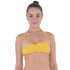 Hexagons Yellow Honeycomb Hive Bee Hive Pattern Halter Bandeau Bikini Top by artworkshop