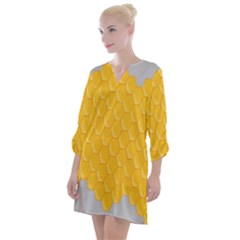 Hexagons Yellow Honeycomb Hive Bee Hive Pattern Open Neck Shift Dress by artworkshop