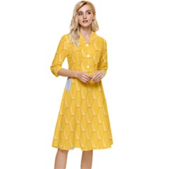 Hexagons Yellow Honeycomb Hive Bee Hive Pattern Classy Knee Length Dress by artworkshop