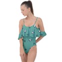 Pandas Pattern Drape Piece Swimsuit View1