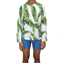 Sheets Tropical Plant Palm Summer Exotic Kids  Long Sleeve Swimwear by artworkshop