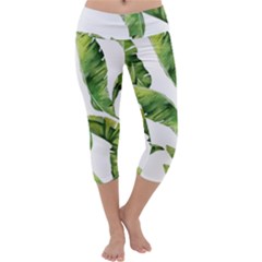 Sheets Tropical Plant Palm Summer Exotic Capri Yoga Leggings by artworkshop