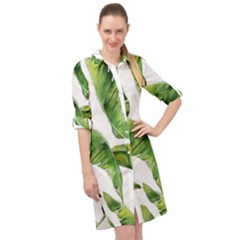 Sheets Tropical Plant Palm Summer Exotic Long Sleeve Mini Shirt Dress by artworkshop