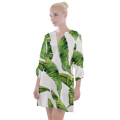 Sheets Tropical Plant Palm Summer Exotic Open Neck Shift Dress by artworkshop