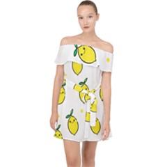 Pattern Lemon Texture Off Shoulder Chiffon Dress by artworkshop