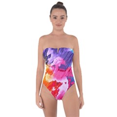 Colorful Painting Tie Back One Piece Swimsuit by artworkshop