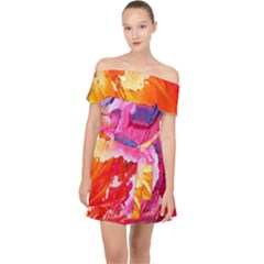 Colorful Painting Off Shoulder Chiffon Dress by artworkshop