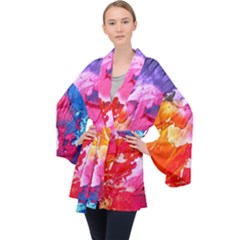 Colorful Painting Long Sleeve Velvet Kimono  by artworkshop