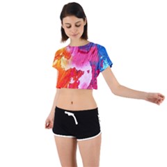 Colorful Painting Tie Back Short Sleeve Crop Tee by artworkshop