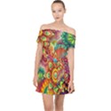 Mandalas Colorful Abstract Ornamental Off Shoulder Chiffon Dress View1