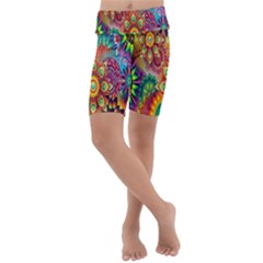 Mandalas Colorful Abstract Ornamental Kids  Lightweight Velour Cropped Yoga Leggings by artworkshop