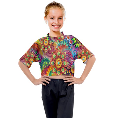 Mandalas Colorful Abstract Ornamental Kids Mock Neck Tee by artworkshop