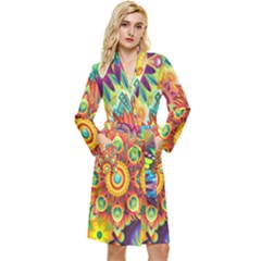 Mandalas Colorful Abstract Ornamental Long Sleeve Velour Robe by artworkshop