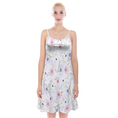 Pattern Flowers Spaghetti Strap Velvet Dress by artworkshop