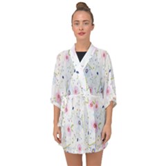 Pattern Flowers Half Sleeve Chiffon Kimono by artworkshop