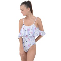 Pattern Flowers Drape Piece Swimsuit by artworkshop