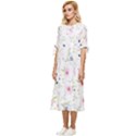 Pattern Flowers Bow Sleeve Chiffon Midi Dress View2