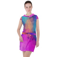 Triangles Polygon Color Drawstring Hooded Dress by artworkshop