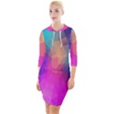 Triangles Polygon Color Quarter Sleeve Hood Bodycon Dress View1