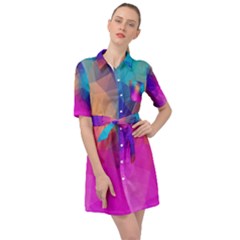 Triangles Polygon Color Belted Shirt Dress by artworkshop