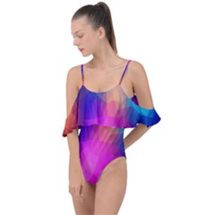 Triangles Polygon Color Drape Piece Swimsuit by artworkshop