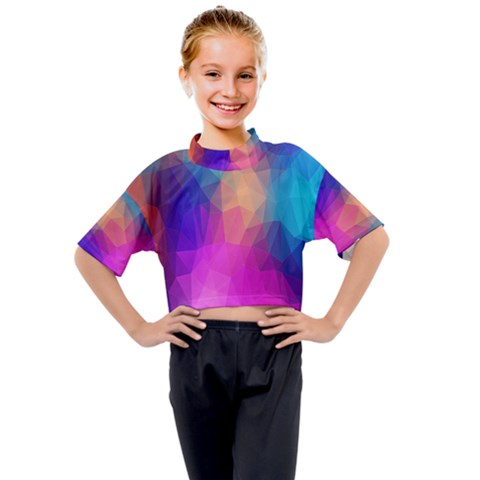 Triangles Polygon Color Kids Mock Neck Tee by artworkshop