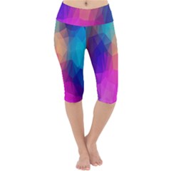 Triangles Polygon Color Lightweight Velour Cropped Yoga Leggings by artworkshop