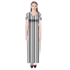 Barcode Pattern Short Sleeve Maxi Dress by Sapixe