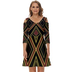 Abstract Pattern Geometric Backgrounds  Shoulder Cut Out Zip Up Dress by Eskimos