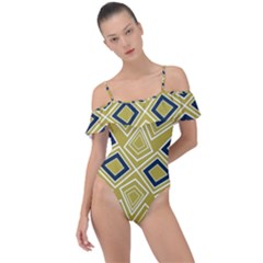 Abstract Pattern Geometric Backgrounds   Frill Detail One Piece Swimsuit by Eskimos