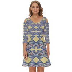 Abstract Pattern Geometric Backgrounds  Shoulder Cut Out Zip Up Dress by Eskimos