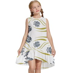 Folk Flowers Print Floral Pattern Ethnic Art Kids  Frill Swing Dress by Eskimos