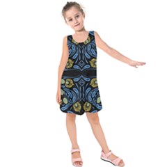 Folk Flowers Print Floral Pattern Ethnic Art Kids  Sleeveless Dress by Eskimos