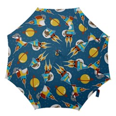 Seamless-pattern-vector-with-spacecraft-funny-animals-astronaut Hook Handle Umbrellas (large) by Jancukart