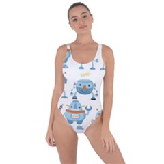 Seamless Pattern With Funny Robot Cartoon Bring Sexy Back Swimsuit by Jancukart