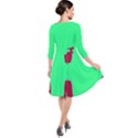 Red and Green Color Block Quarter Sleeve Waist Band Dress View2