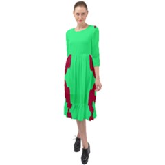 Red And Green Color Block Ruffle End Midi Chiffon Dress by FunDressesShop