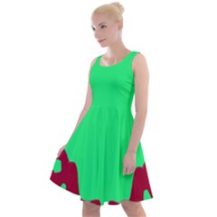 Red And Green Color Block Knee Length Skater Dress by FunDressesShop