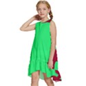 Red and Green Color Block Kids  Frill Swing Dress View2