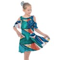 Leaves Tropical Exotic Kids  Shoulder Cutout Chiffon Dress View1